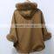 cashmere cape for women with fox fur hood CC65
