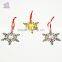 14K gold Plated Metal Xmas star shape snowflake ornament with pink crystals from Swarovski