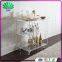 Eco-Friendly Acrylic Hand Trolley Glass Serving Trolley 3 Tier Restaurant Trolley