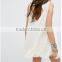 Women Summer Bohemian Casual Wear, Swing Style Ivory Top Woven Lace Cotton Mini Dress