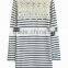 new fashion t shirt boat neck fringe front/back long sleeve casual/daily loose stripe fashion t shirt for girl