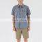 New Stylish Dress Shirt With Square Collar Plain Grey Mens Short Sleeve Silk Shirts