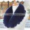 Myfur Top Quality Women Coat Fox Fur Collar with Rabbit Fur Trimmed