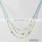 Bohemian fashion layered light blue suede necklace amazonitel stone beaded necklace