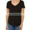 Womens Black Plain Classical V neck T Shirts Lightweight 100% Cotton White Blank V neck Tee