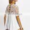 2016 Blouses and Shirts For Women Vogue Royal Criss Cross Back Crochet Short Sleeve Round Neck Blouse