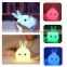 Hot Selling Lovely Rabbit Silicone Night Lamp USB Rechargeable Colorful Led Light