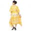 Plus Size Women's Casual Wear Handmade 100%Cotton Fashionable Maxi Dress Long Kaftan Beach Wear Sexy Stylish Yellow Dress Kaftan
