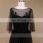 Long Sleeves Boho Beaded Black Wedding Dress