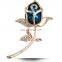  China High Quality Blue Crystal Rhinestone Rose Flower Brooch For Woman