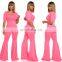 Women Jumpsuit Candy Color Bodycon Sexy Clothing Female Girl Short Sleeve Wrap Dress Ladies Vestidos