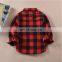 Christmas Boy Girl T-shirt Grid Tops Autumn Winter Children Red Long sleeve Tees Holiday Kids Clothing