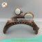 Love deep bronze purse semicircle metal frame with two white beads