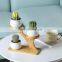 Round Desktop Decoration Ceramic Succulent Planter Plant Flower Pots Indoor Wood