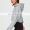 No pulling string gym workout fitness fashion Chenille Patch crop top pullover cotton ladies Chenille patch hoodies for women