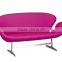 replica classic fiberglass material fabric/genuine leather double position/2 seater swan sofa desined by Arne Jacobsen