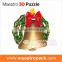 6PCS new year ornament 3d puzzle Jingle Bell