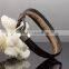 Men's Bracelet Leather Rope Bracelet Bangle for Men and Women Black Fabric Genuine Leather Wristband Bangle With Alloy Clasp