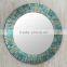 Iridescent colorful handmade bathroom mosaic glass round mirror for decor