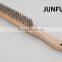 wooden handle schima superba wood brush stainless steel wire brush