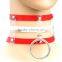 Fashion Harajuku Hot Punk Three Row Choker Goth Big O-Round Rivet handmade Necklaces leather Collar
