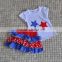 hot sale infant red blue matching icing shorts patriotic 4th of july girls outfits