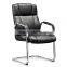 Modern design metal frame office waiting chair with black leather