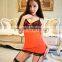 Sexy Lingerie Babydoll Women Orange Nightie Flowy Mesh Lace dress