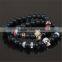 kjl-cst5 New design charm gold/silver skull head men bracelet natural 8mm matte grind stone beads women bracelet as a gift