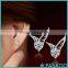 Fashion Womens 925 Silver Jewelry Angel Wings Crystal Ear Stud Earrings