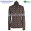 Lady Custom Flowers Printed Turtleneck Blouse Long Sleeve