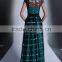 High Quality new arrival dark green embroidered long dress