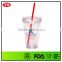 16oz bpa free double wall plastic water drink bottle with straw