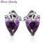 New Big Amethyst Purple Zircon Crystal Stud Earrings for Women Platinum Plated Gold Earring Gold Earrings