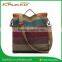 Women Multi Color Canvas Striped Cross Body Bags Fashion Satchel Bags Top Quality College Canvas Tote Handbags