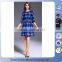 2016 Fashion Ladies Designer Plaid Casual Dress Women Fitted Plaid Maxi Dress
