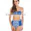2016Top Selling striped Retro Push Up High Waist Bikini Swimwear