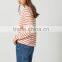 Latest Designer Blouses Fat Ladies Striped Woman Knitted Linen Pullover Blouses Tops Wholesale Custom Made in China
