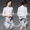 2016 newest summer woman white long chinese silk shirts OEM service