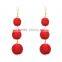 Handmade bohemian jewelry three balls dangle earrings
