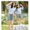 2017 summer family matching clothing design stripe t shirt couple t-shirt