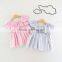 Fairy Dress Light Sky Blue and White Stripes Child Flutter Sleeve Summer Frock Chiffon Skirt