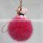 Myfur Bear Attached Customized Animal Fox Fur Pom Pom Key Chain For Bag Charm