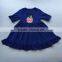 Wholesale kids short sleeves summer cotton dress boutique toddlers blue party dress children girls clothes one pc outfit