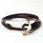 Men Anchor Wrist Band Leather Braided Bracelet