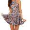womens 3D Digital Printed Floral Galaxy Super cat pleated dress