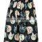 polyester fabric cute cat animal printed high waist fancy skirt designs plus size women dress 2016