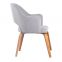 Restaurant wood leg leisure single seat cafe fabric armrest dining chair