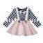 RTS Stripe Shirt And Suspender Skirt Kids Fall Clothing Girls 2 Piece Clothing Sets