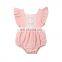 Kids Baby Girl Solid Summer Clothes Lace Romper Backless Button Jumpsuit Outfits Baby Clothing